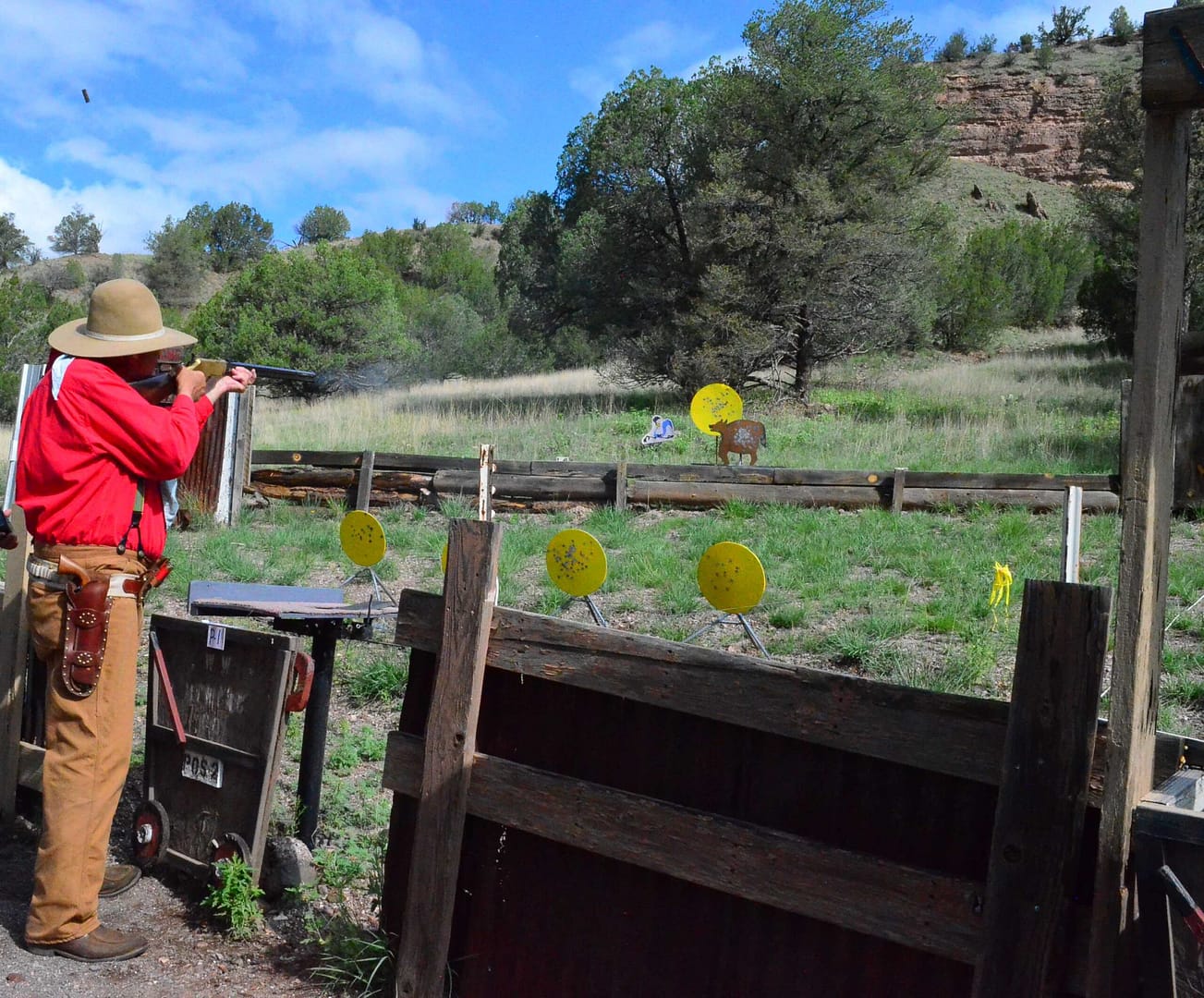 Picture of Cowboy shooting at metal targets